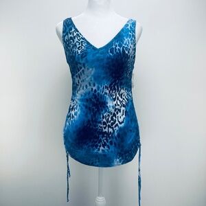 Croft & Barrow Women’s Animal Print Swimsuit Tankini Blue Sz 8D Slimmer New